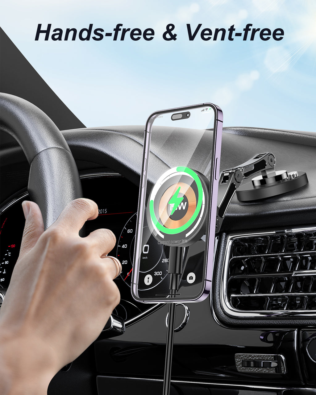 Cf1W Wireless Charging Popping Car Phone Holder